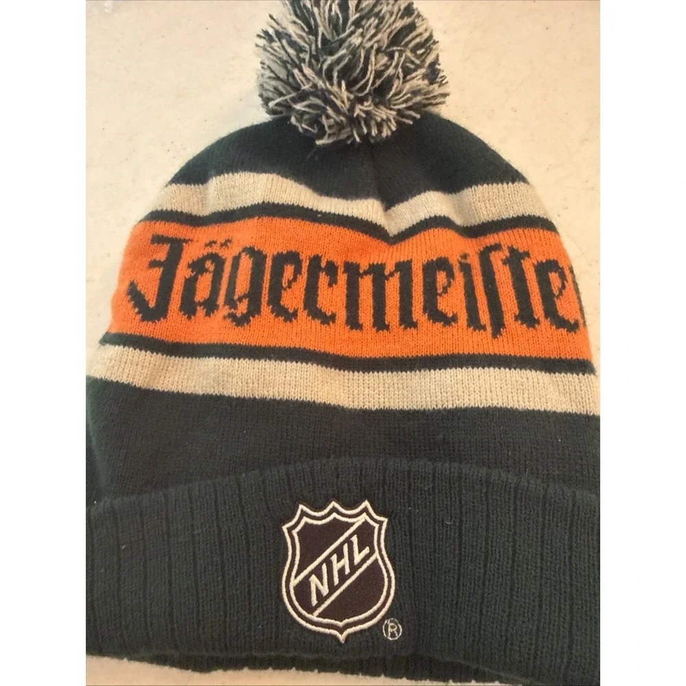 Jagermeister NHL Dark Green Orange & White Winter Beanie Stocking Hat Cap